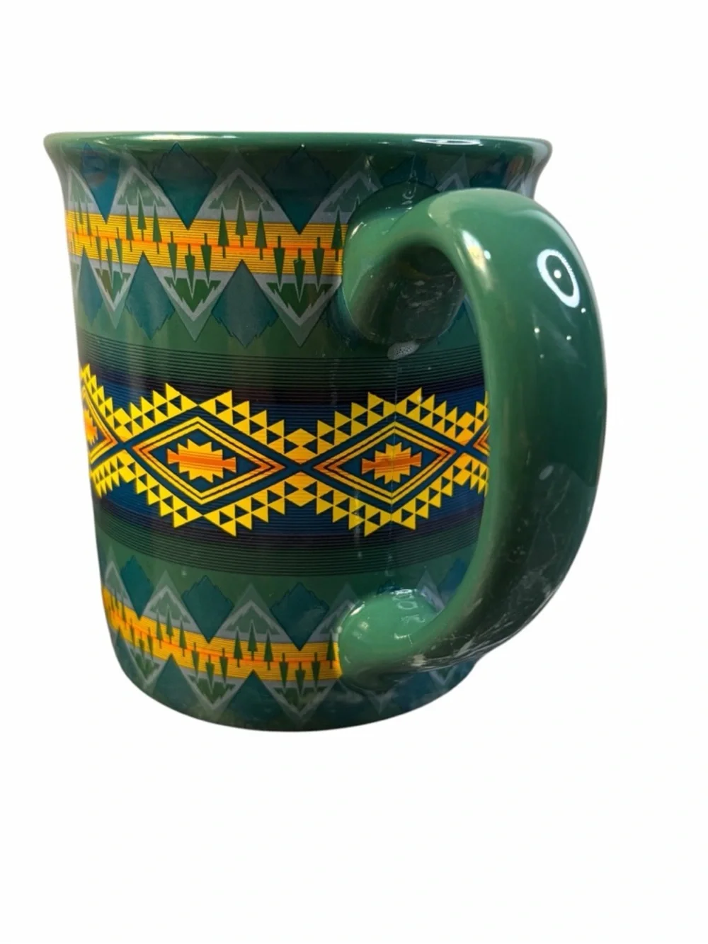 PENDLETON GREEN SOUTHWEST PRINT COFFEE MUG 12 OZ
